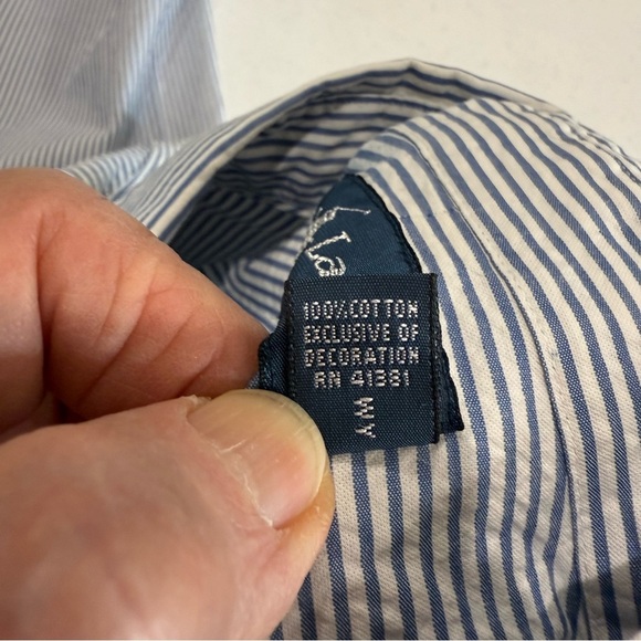 Ralph Lauren Shirt Classic Fit Blue/White Seersucker Short Sleeve Pony Men’s 3XB - Picture 11 of 13